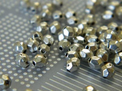 4MM Small Silver Faceted Metal Alloy Spacer Beads - Tiny Silver Toned Metal - Image 1
