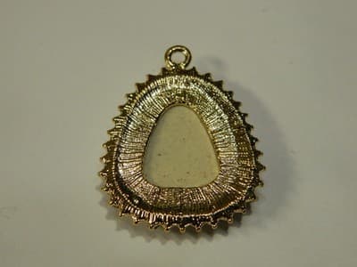 40MM Flat Drop Porcelain & Rhinestone Gold Necklace Pendant -Golden Bezel - Thumbnail 6