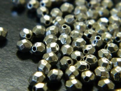 4MM Small Silver Faceted Metal Alloy Spacer Beads - Tiny Silver Toned Metal - Thumbnail 8