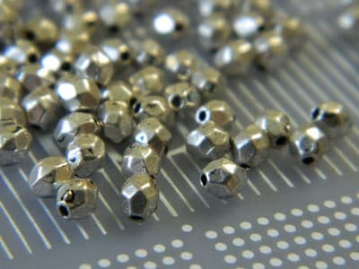 4MM Small Silver Faceted Metal Alloy Spacer Beads - Tiny Silver Toned Metal - Thumbnail 9