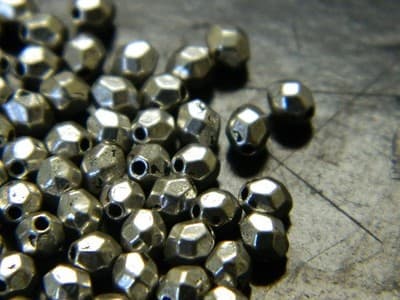 4MM Small Silver Faceted Metal Alloy Spacer Beads - Tiny Silver Toned Metal - Thumbnail 6