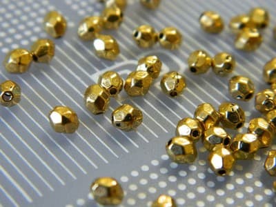 4MM Small Gold Faceted Metal Alloy Spacer Beads - Tiny Golden Toned Metal - Thumbnail 4