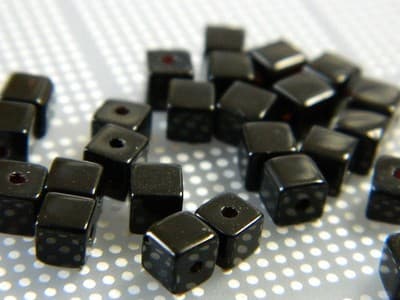 4MM Opaque Black Square Glass Beads - Transparent Cube Glass Beads - Square - Image 1