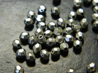 4MM Small Silver Faceted Metal Alloy Spacer Beads - Tiny Silver Toned Metal - Thumbnail 10