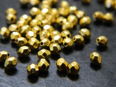 4MM Small Gold Faceted Metal Alloy Spacer Beads - Tiny Golden Toned Metal - Thumbnail 9