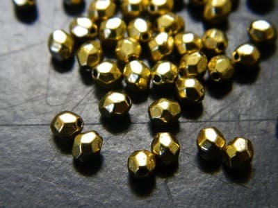 4MM Small Gold Faceted Metal Alloy Spacer Beads - Tiny Golden Toned Metal - Thumbnail 7