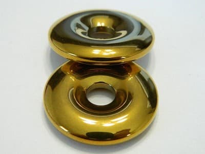 30MM Gold Plated Hematite Donut Pendants - Lab Created Synthetic Non-Magnetic - Image 1