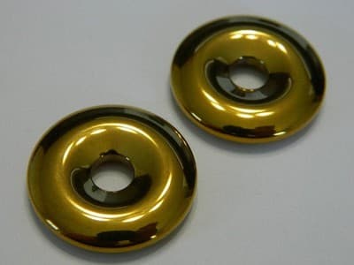 30MM Gold Plated Hematite Donut Pendants - Lab Created Synthetic Non-Magnetic - Thumbnail 5