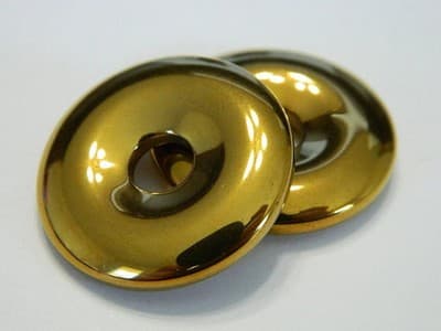 30MM Gold Plated Hematite Donut Pendants - Lab Created Synthetic Non-Magnetic - Thumbnail 3