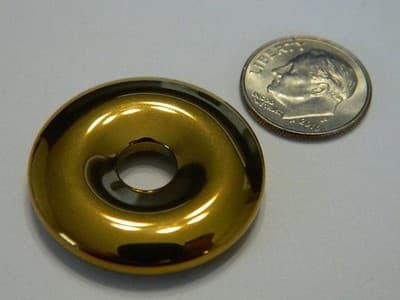 30MM Gold Plated Hematite Donut Pendants - Lab Created Synthetic Non-Magnetic - Thumbnail 6