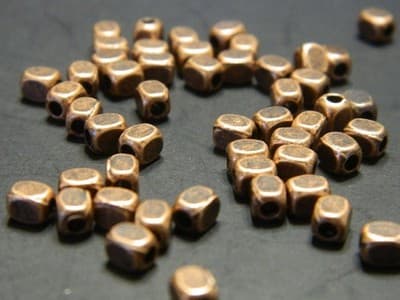 4.5MM Small Copper Rectangular Cuboid Metal Alloy Spacer Beads-Tibetan Style - Thumbnail 2