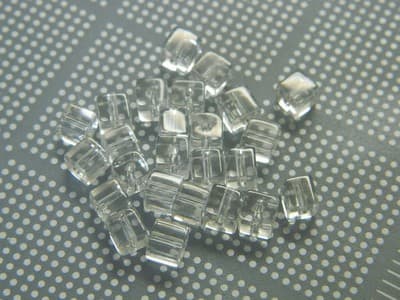 4MM Transparent Clear Square Glass Beads - Transparent Cube Glass Beads - - Thumbnail 2