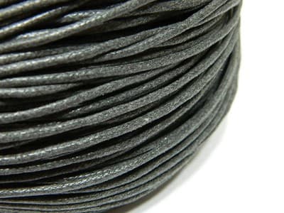 2MM Dark Gray Wax Cotton Cord Jewelry Making Stringing Material - Threaded - Thumbnail 2