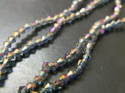 3MM Golden Purple Rainbow Plated Faceted Bicone Glass Bead- Golden Purple - Thumbnail 3