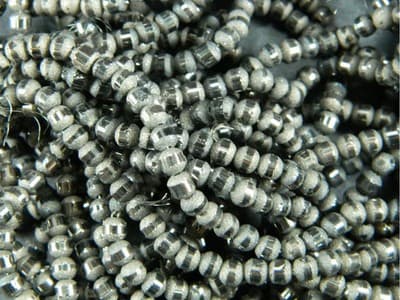 4MM Dark Gray Round Orbits Crystal Beads - Anti-Silver Gunmetal Striped Dark - Thumbnail 2