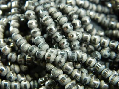 4MM Dark Gray Round Orbits Crystal Beads - Anti-Silver Gunmetal Striped Dark - Thumbnail 3