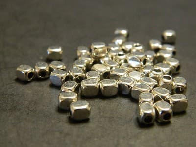 4.5MM Silver Rectangular Cuboid Metal Alloy Spacer Beads -Metal Tibetan Style - Thumbnail 2