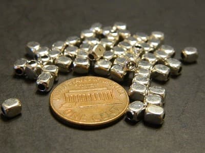 4.5MM Silver Rectangular Cuboid Metal Alloy Spacer Beads -Metal Tibetan Style - Thumbnail 5
