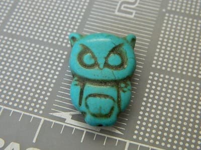 30MM Turquoise Big Synthetic Howlite Owl Beads - Big Owl Beads Turquoise Blue - Thumbnail 9
