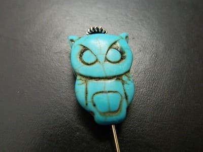 30MM Turquoise Big Synthetic Howlite Owl Beads - Big Owl Beads Turquoise Blue - Thumbnail 10