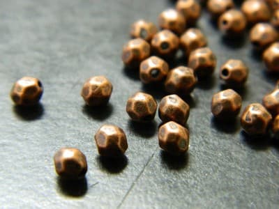 4MM Small Red Copper Faceted Metal Alloy Spacer Beads Tiny Copper Toned Metal - Thumbnail 5