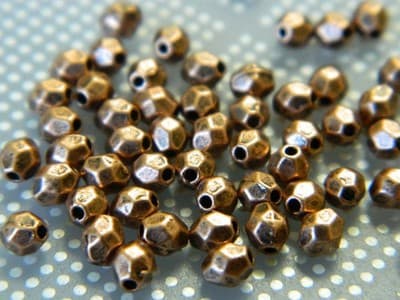 4MM Small Red Copper Faceted Metal Alloy Spacer Beads Tiny Copper Toned Metal - Thumbnail 6