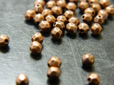 4MM Small Red Copper Faceted Metal Alloy Spacer Beads Tiny Copper Toned Metal - Thumbnail 7