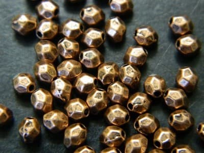 4MM Small Red Copper Faceted Metal Alloy Spacer Beads Tiny Copper Toned Metal - Thumbnail 10