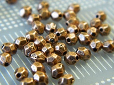 4MM Small Red Copper Faceted Metal Alloy Spacer Beads Tiny Copper Toned Metal - Thumbnail 9