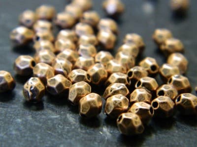 4MM Small Red Copper Faceted Metal Alloy Spacer Beads Tiny Copper Toned Metal - Thumbnail 8