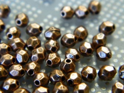 4MM Small Red Copper Faceted Metal Alloy Spacer Beads Tiny Copper Toned Metal - Thumbnail 3