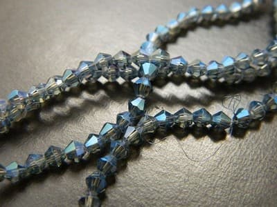 3MM Marine Blue Rainbow Plated Faceted Bicone Glass Beads- Blue Rainbow Finish - Thumbnail 5