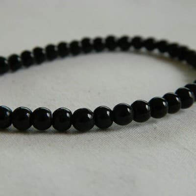 4mm Black West African Obsidian Gemstone Beads - 25 Beads - Thumbnail 2