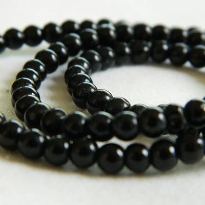 4mm Black West African Obsidian Gemstone Beads - 25 Beads - Image 1