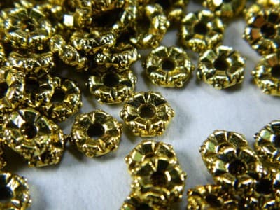 5.5MM Golden Color Tibetan Style Flower Donut Bead Spacers - Metal Spacer Bead - Image 1