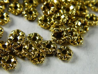 5.5MM Golden Color Tibetan Style Flower Donut Bead Spacers - Metal Spacer Bead - Thumbnail 3