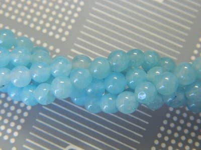 4MM Natural Blue Sponge Quartz Beads - Powder Blue Quartz Beads - 15" Bead - Thumbnail 3