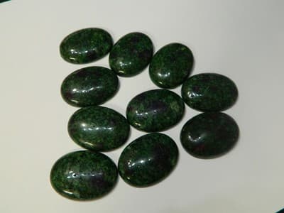40MM Oval Flat Back Ruby In Zoisite Gemstone Cabochon - Oval Green Zoisite with - Thumbnail 5