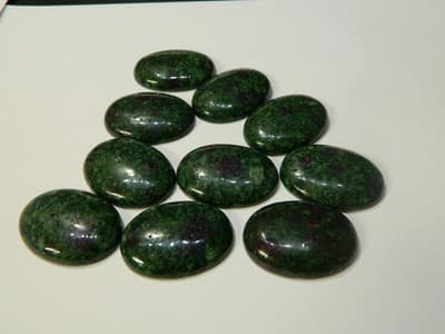 40MM Oval Flat Back Ruby In Zoisite Gemstone Cabochon - Oval Green Zoisite with - Thumbnail 7