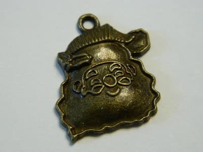23MM Santa Claus Christmas Bronze Brass Charm Pendants - Bronze Santa Claus - Image 1