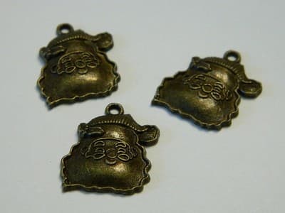 23MM Santa Claus Christmas Bronze Brass Charm Pendants - Bronze Santa Claus - Thumbnail 4