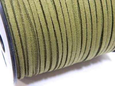 2.7MM Olive Drab Green Faux Suede Lace Cord Jewelry Making Stringing Material - Thumbnail 2