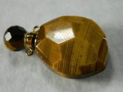 39MM Tiger Eye Openable Perfume Bottle - Brown Tigers Eye Bottle & Gold - Thumbnail 3