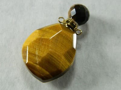 39MM Tiger Eye Openable Perfume Bottle - Brown Tigers Eye Bottle & Gold - Image 1