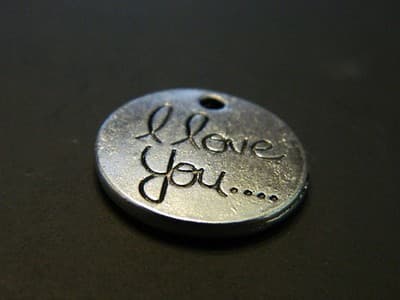 20MM "I Love You" Silver Disk Round Charm Findings - Personalized "I Love You" - Thumbnail 3