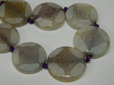 24~25MM Natural Ametrine Faceted Frosted Flat Coin Gemstone Beads - Big - Thumbnail 2