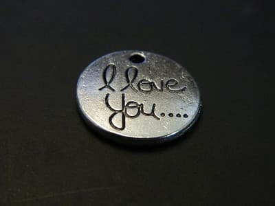 20MM "I Love You" Silver Disk Round Charm Findings - Personalized "I Love You" - Thumbnail 4