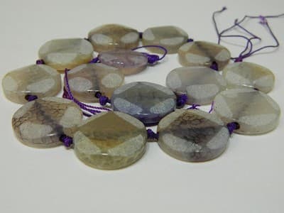 24~25MM Natural Ametrine Faceted Frosted Flat Coin Gemstone Beads - Big - Image 1