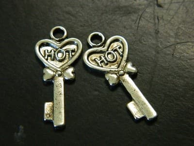 29MM Silver Fall Fashion Skeleton Key Charm Pendants - Silver Toned Cute "Hot" - Image 1
