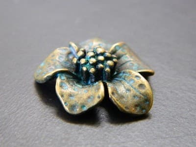 20MM Rounded Bronze Patina Alloy Flower Cabochon-Metal Cabochon Floral Flower - Thumbnail 8